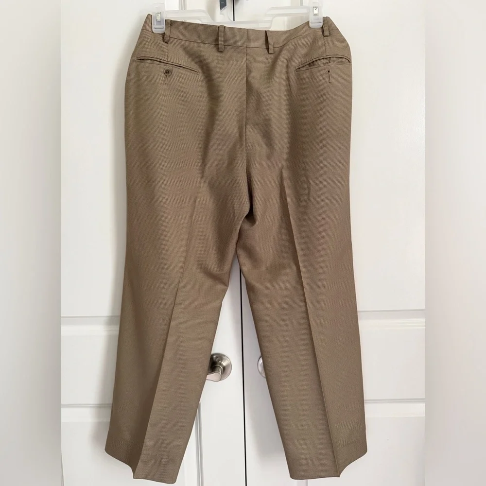 Lauren Ralph Lauren Men’s Dress Pants 38W|28 Pleat Front Tan Micro-Check Slacks - Picture 2 of 6